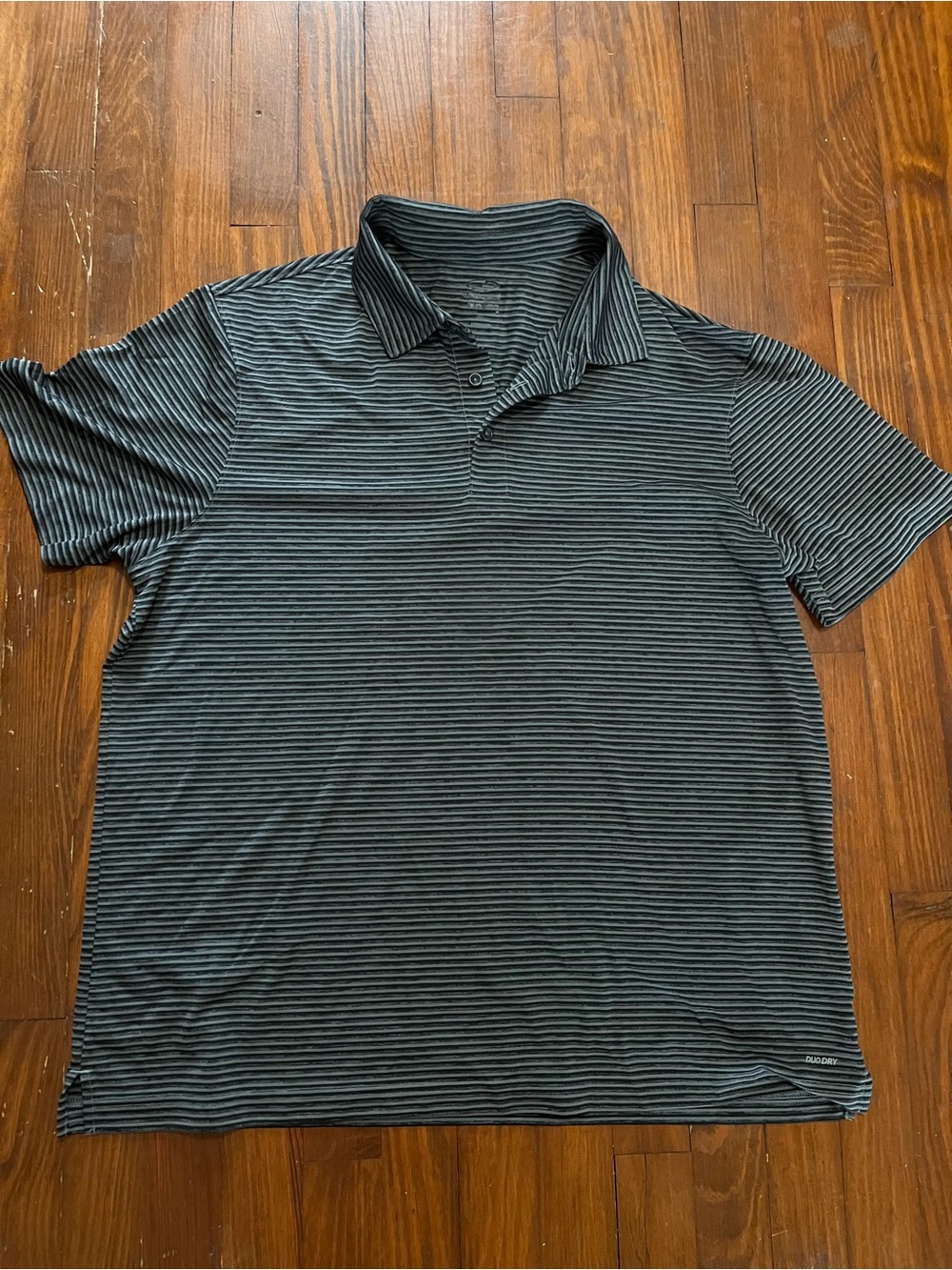 C9 by Champion Black and Gray Thin-Stripe Golf Polo